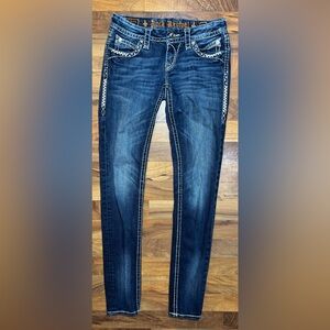 Rock Revival Elaina Skinny Jeans Women’s 26 Dark Wash Bling Flap Pocket Denim